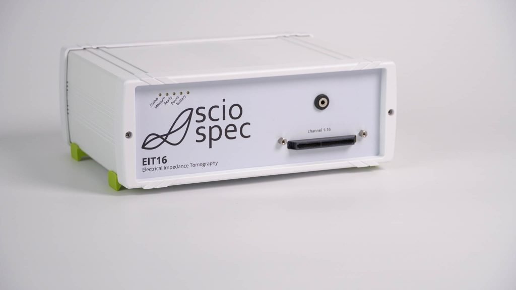 Sciospec’s EIT device, a high-precision impedance measurement instrument designed for advanced applications, including e-skin technology and biomedical research.